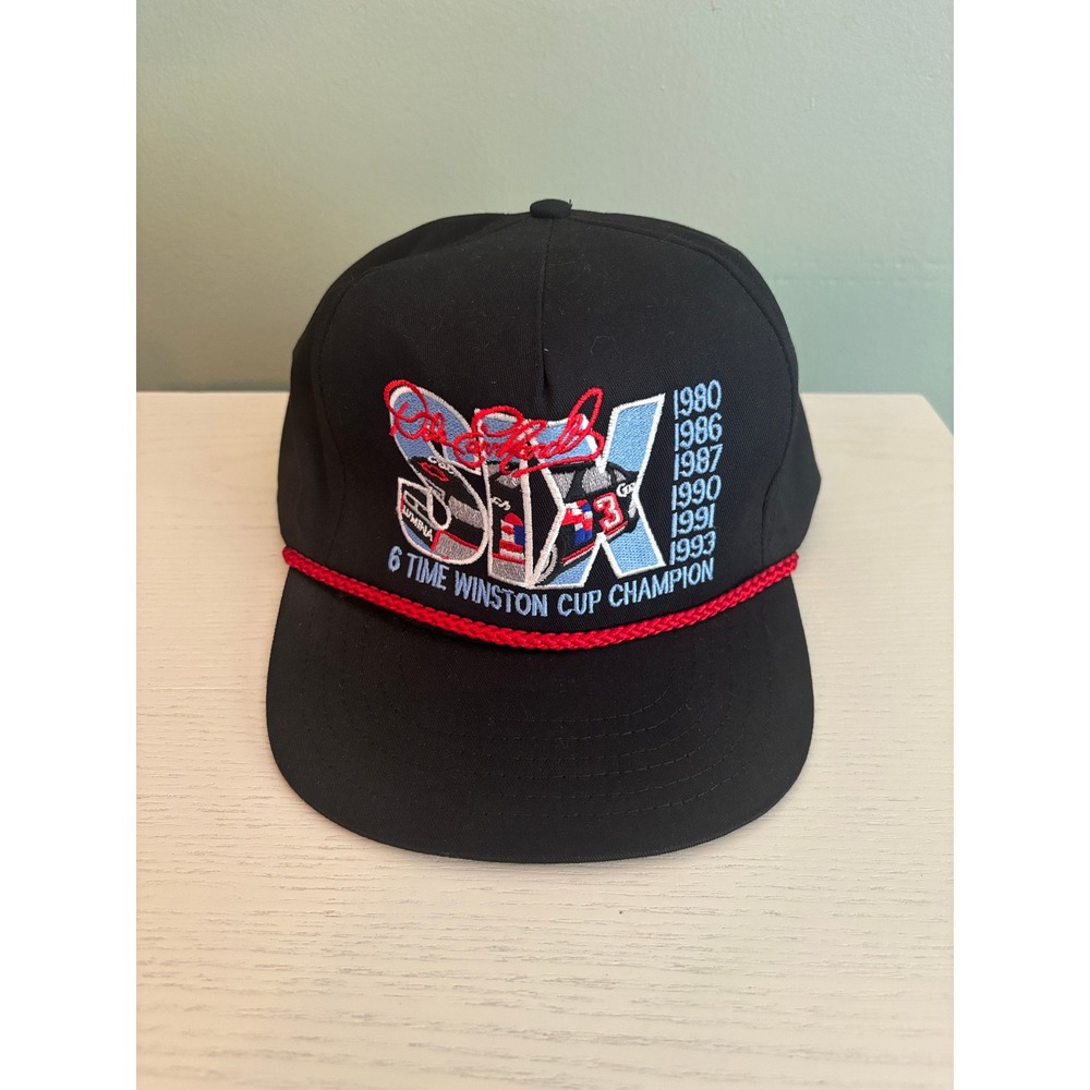 Vintage Dale Earnhardt 6 Time Winston Cup Champion Hat Black Snapback NASCAR USA